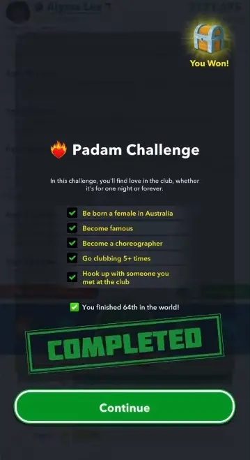 Complete Padam challenge and become choreographer in Bitlife Mod apk
