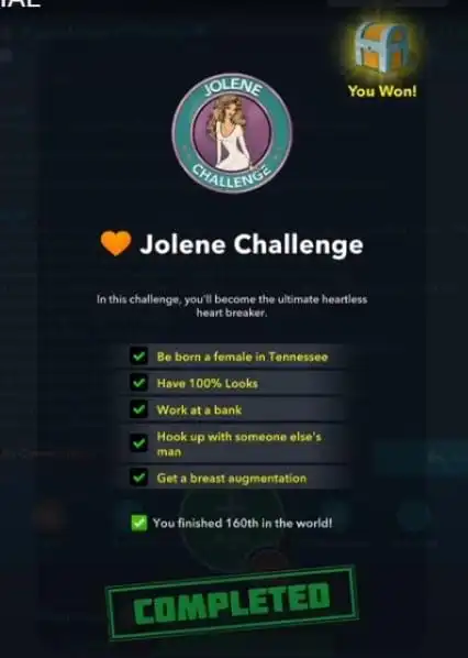 How to complete the Jolene challenge in Bitlife?