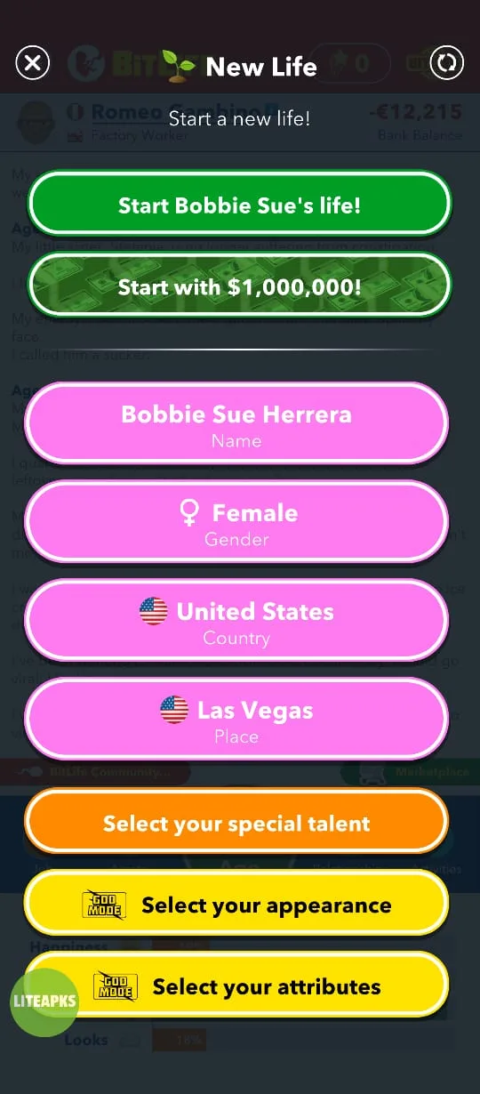 Life progress of character - Bitlife 2 new life