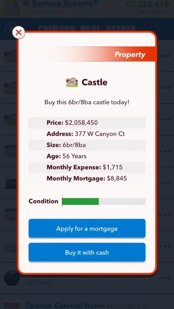 castle purchase in bitlife