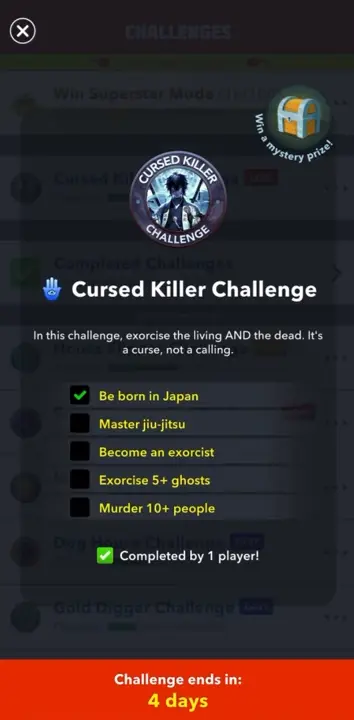 Cursed killer challenge bitlife
