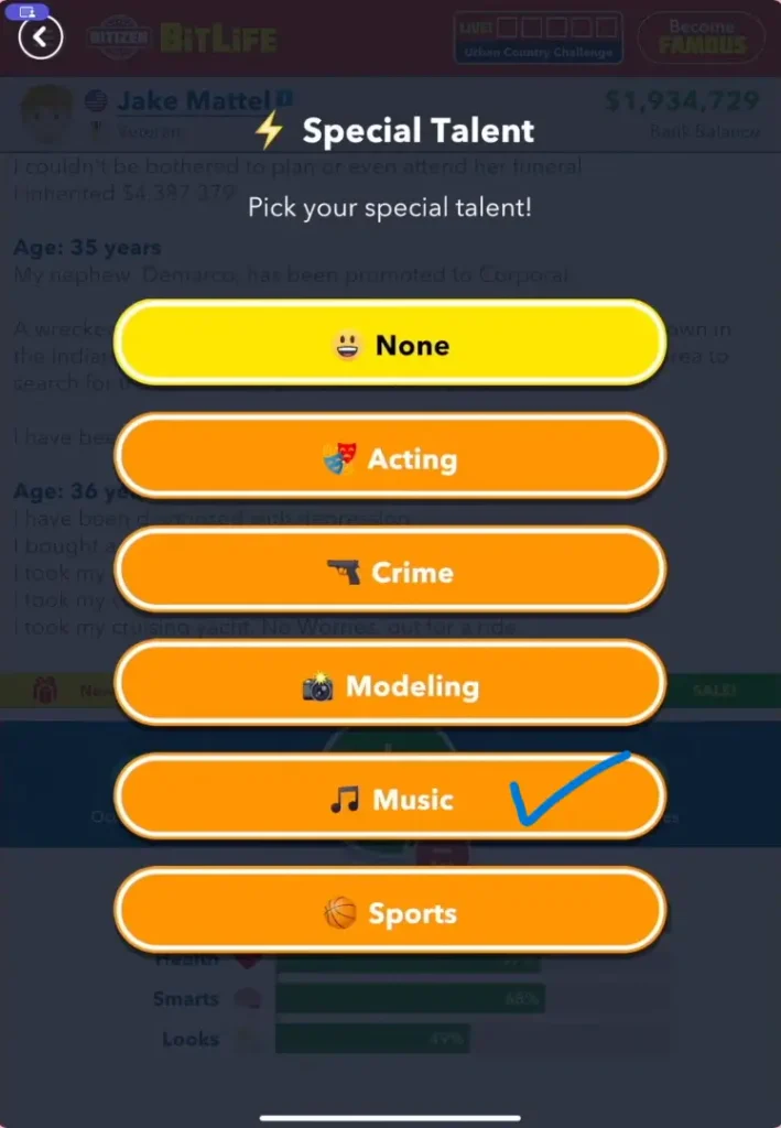 Special Talents in Bitlife