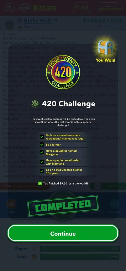 Black Widow Challenge | Bitlife 3 420 Challenge in Bitlife | List
