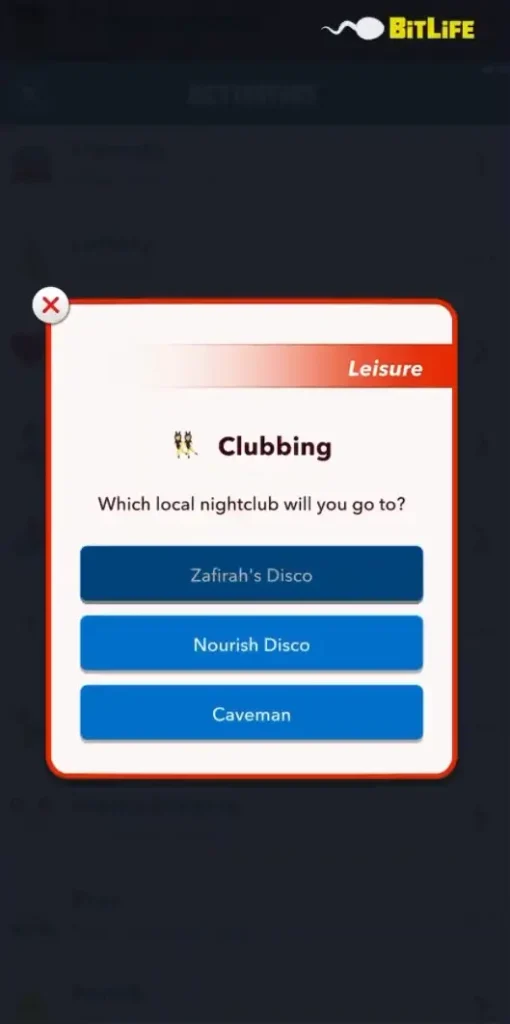 Clubbing In bitlife