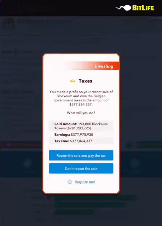 profit crypto selling in Bitlife
