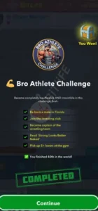 Bro Athlete Challenge in the program Bitlife