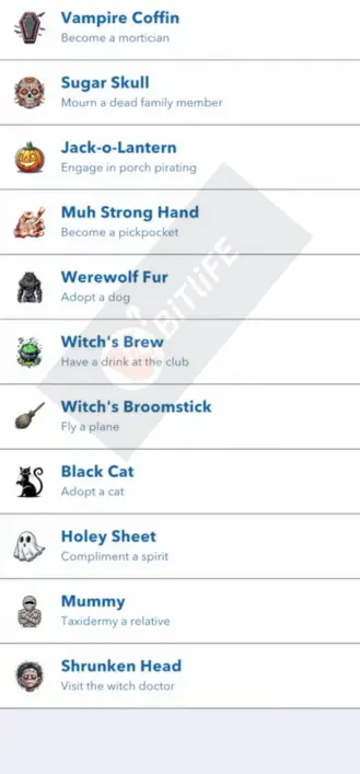 Halloween Hunt Token List on Bitlife