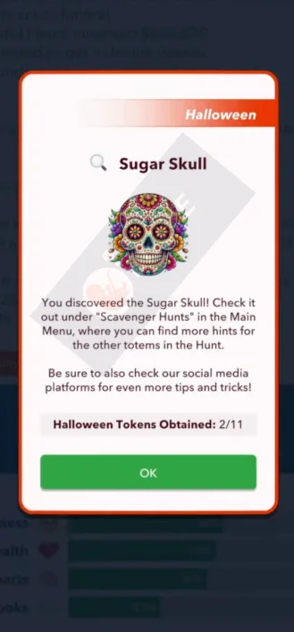 Sugar Skull scavenger hunt Halloween in bitlife