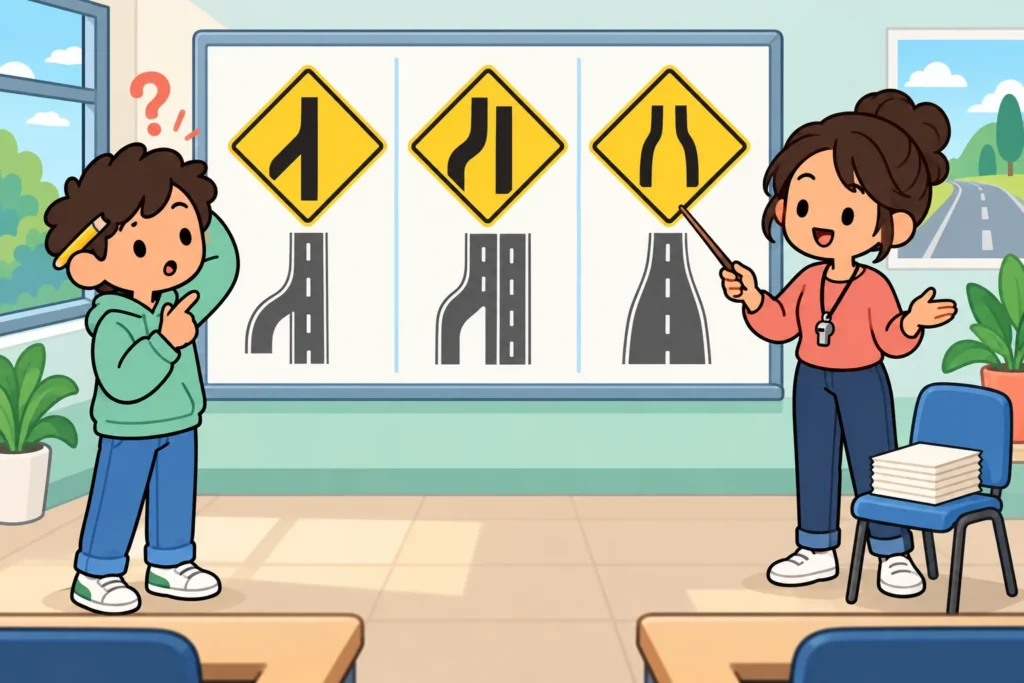 BitLife Driving Test Answers: Every Road Sign Explained 4 Similar BitLife lane and junction signs compared