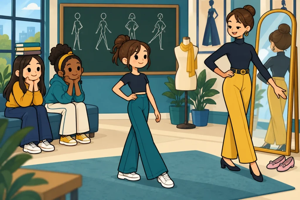 BitLife Model Audition Answers and Career Guide 4 Teenage BitLife character practicing posture during modeling lessons