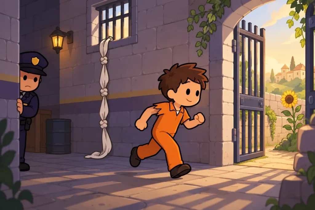 BitLife Ribbons: All 40 and How to Get Them 4 BitLife prisoner escaping toward the Houdini ribbon