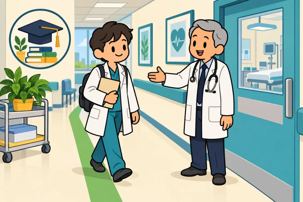BitLife medical graduate starting a hospital career
