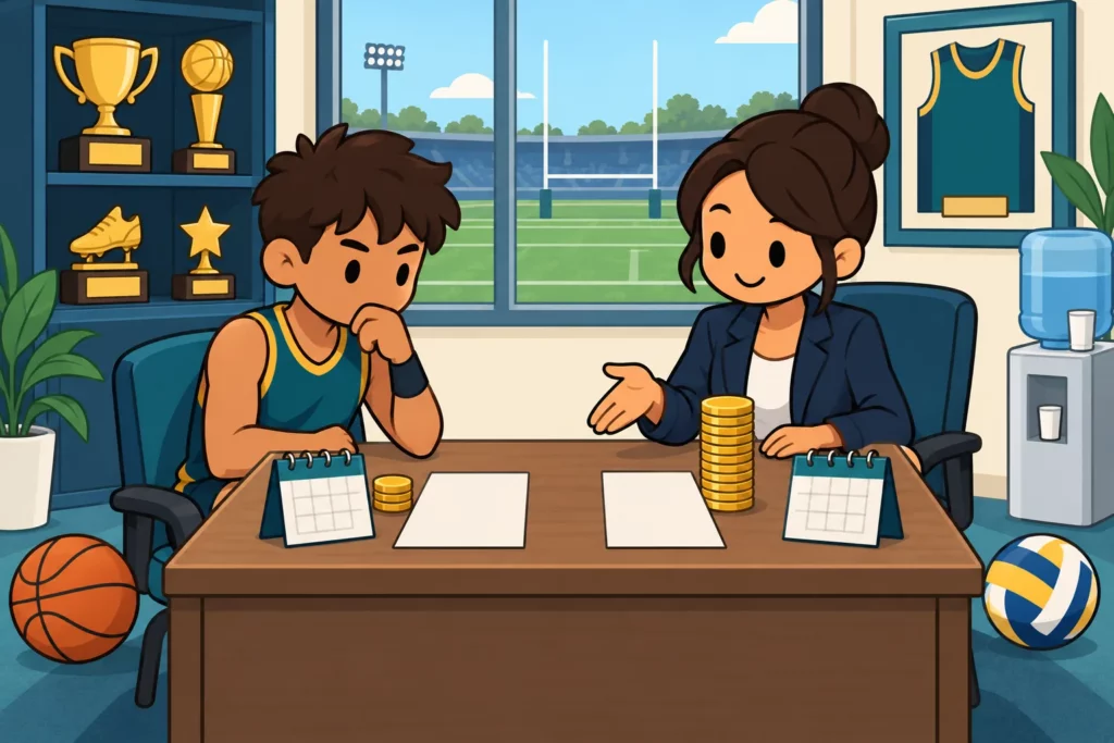BitLife athlete comparing professional sports contracts