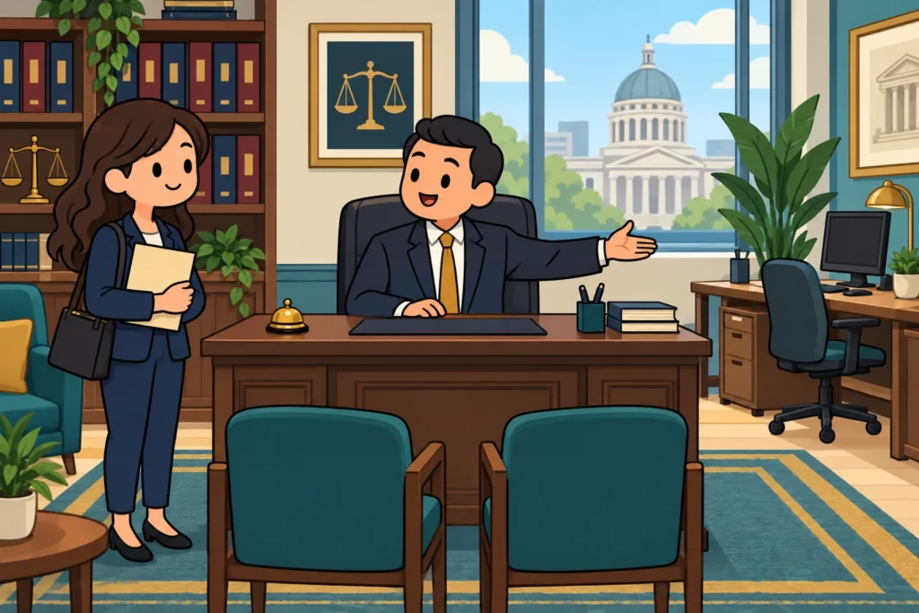 How to Become a Lawyer in BitLife: Law School and Judge 4 BitLife graduate interviewing for a law firm job