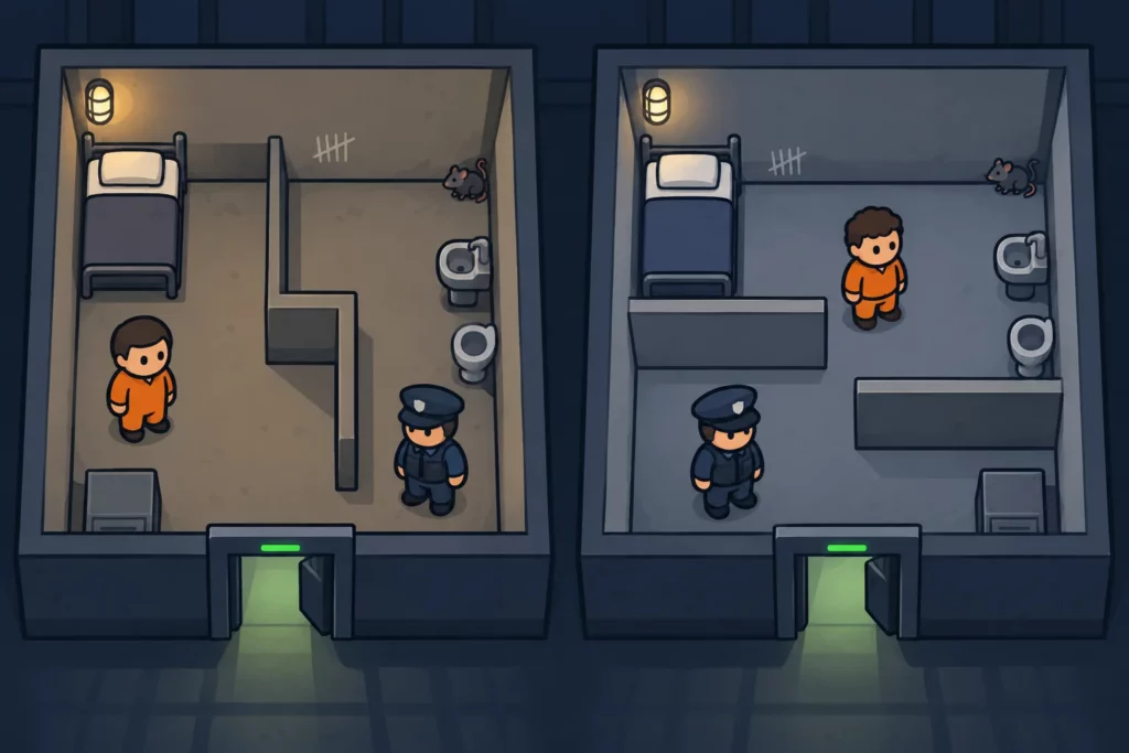How to Escape Prison in BitLife: Layouts, 8x8 and Houdini 4 Same-size prison layouts with different walls