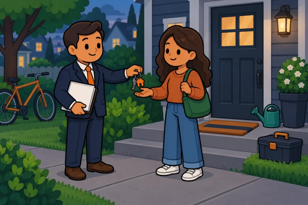 BitLife landlord handing rental house keys to a tenant