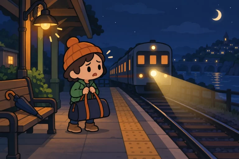 BitLife character waiting for a midnight train robbery