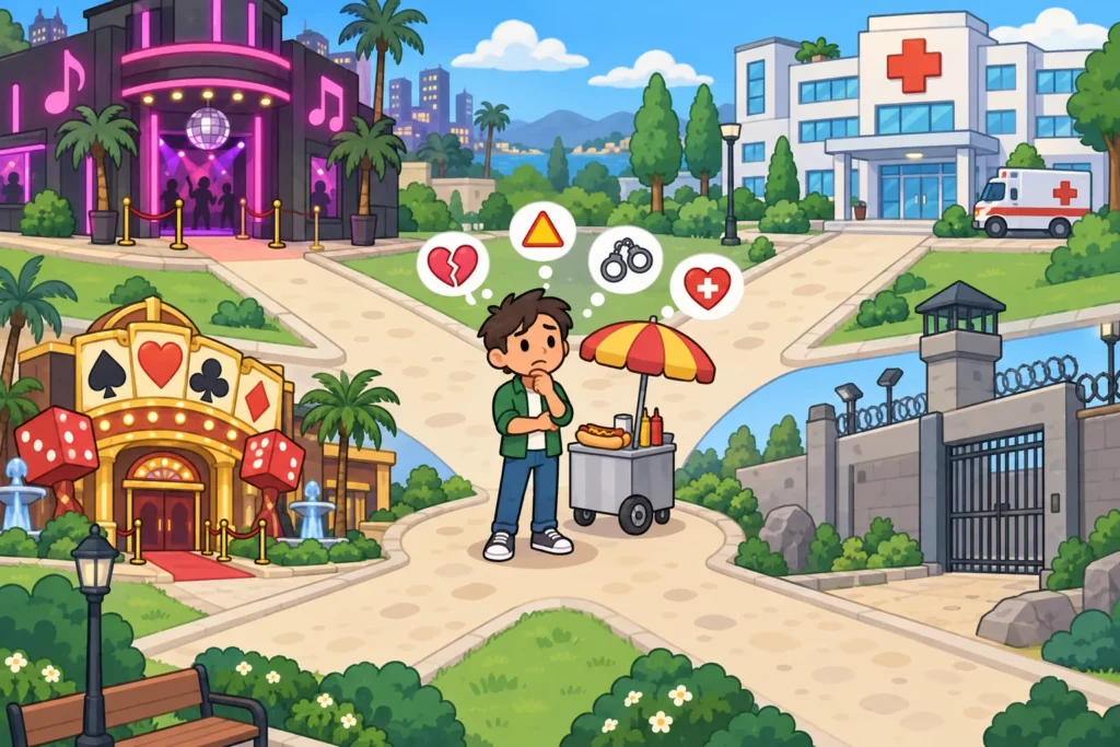 BitLife character facing mature life choices