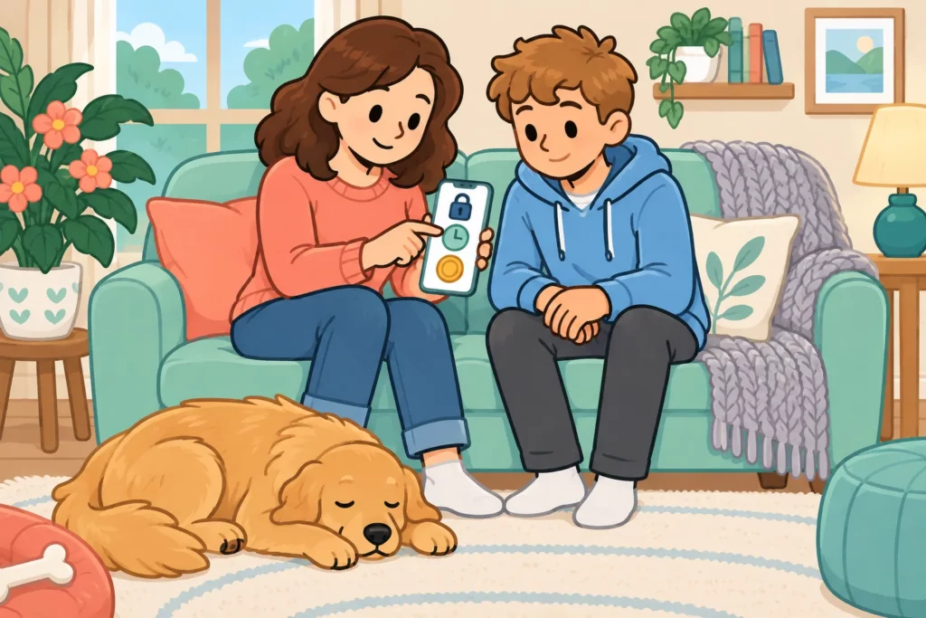 Parent setting BitLife limits with a teenager